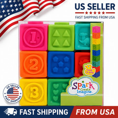 Spark Create Imagine Sensory Stacking Blocks 9 Pc Baby Toy Ages 9M+