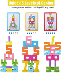 20PCS Wooden Number Blocks 1 10 Montessori Math Learning Toy for Kids Toddler