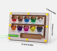 Wooden Color Beads Puzzle – Wood Learning Board with Color-Coding Beads