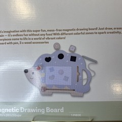 NIB Wood Toy Little Town Wooden Magnetic Drawing Board Hedgehog w/Accessories