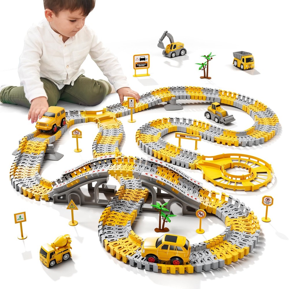 iHaHa 236 PCS Construction Toys Race Tracks for Boys Kids Toys, 6 PCS Constructi