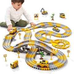 iHaHa 236 PCS Construction Toys Race Tracks for Boys Kids Toys, 6 PCS Constructi