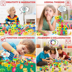 195 PCS Construction Building Blocks Building Sets Kids Toys with Storage Box