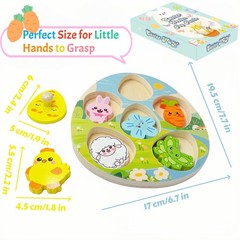 Easter Wooden Peg Puzzles Montessori Educational Toys for Toddlers 1-3 Years,…