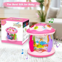 Rotating Ocean Light Up Musical Toy for Babies 6-36 Months Pink Crawling Gift