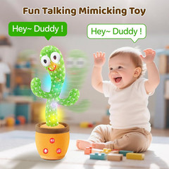 Dancing Talking Cactus Toy for Toddlers 18 Months+, Repeats What You Say, Singin