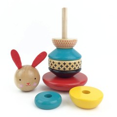 Petit Collage Modern Bunny Wooden Stacking Toy 窶・Solid Wooden Stacking Rings …