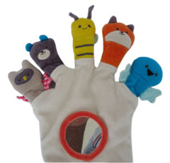 Farm Animals Soft Cloth Hand Puppets Baby Story Telling 5 pcs Plush Velvet Finge