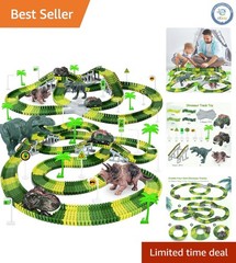 Interactive Dinosaur Toys: 252-Piece Race Track with Battery-Powered Cars