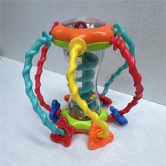 Multicolor Baby Rattle Activity Toy w/ Bead Spinner Handles & Textured Loops