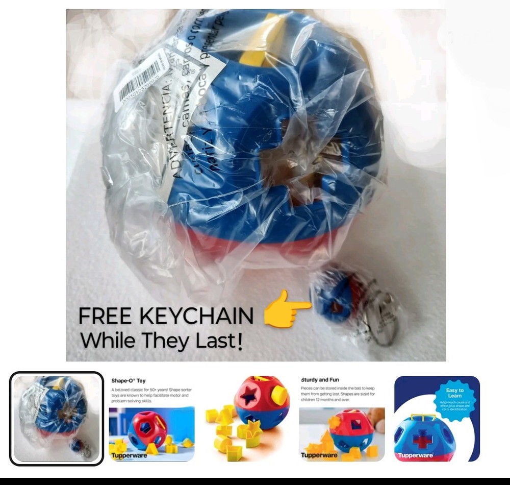 TUPPERWARE Shape O Ball Kids Hand Eye Coordination Learning TOY w/FREE KEYCHAIN