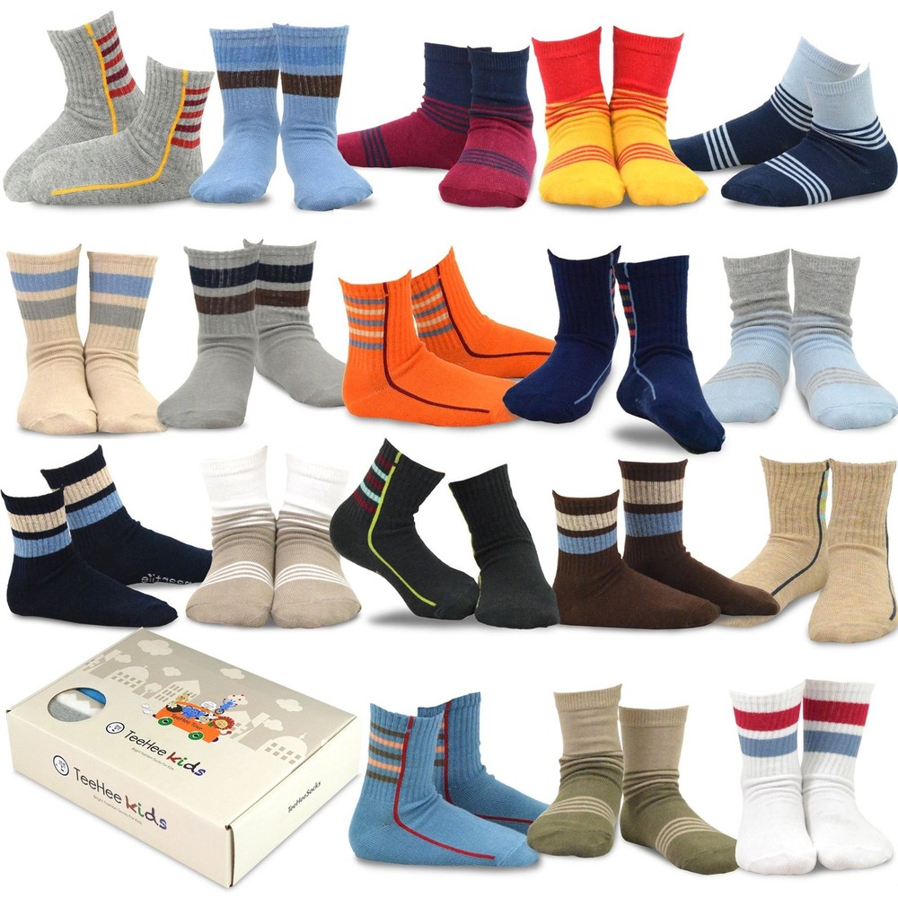TeeHee Little Boys and Toddlers Casual Sports Novelty Cotton Crew Socks 18 Pa…