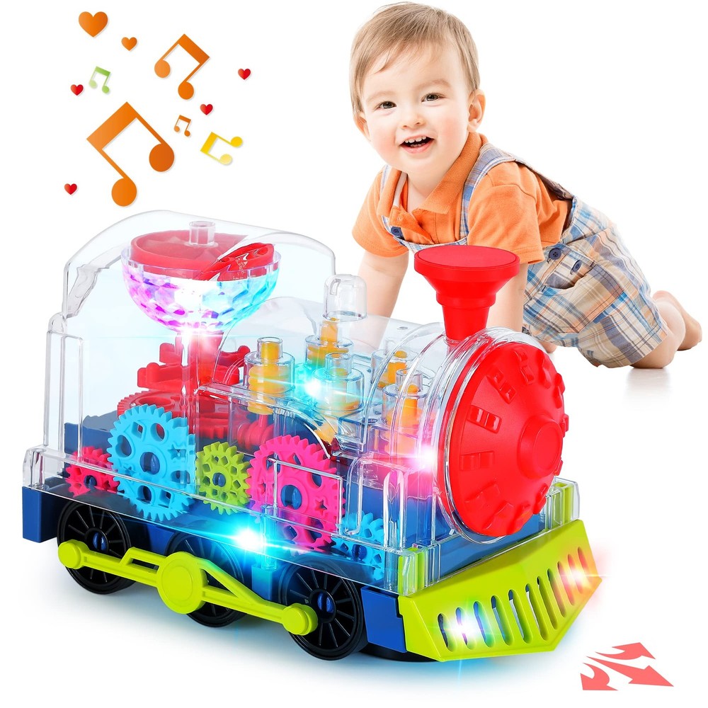 Light Up Train Toys for Toddler,Interactive Autism Sensory Toys with Colorful Mo