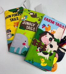 3 Beiens Jungly Farm Rain Forest Animal Tails Cloth Crinkle Baby Book Touch Feel