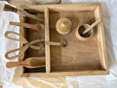 Kookaroo Wooden 9 pcs. Montessori Development Sensory Play Bin + Tools NEW