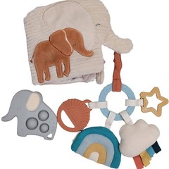 Itzy Ritzy Baby Sensory Toy Set Elephant Soft Plush Book Rainbow Popper Bundle