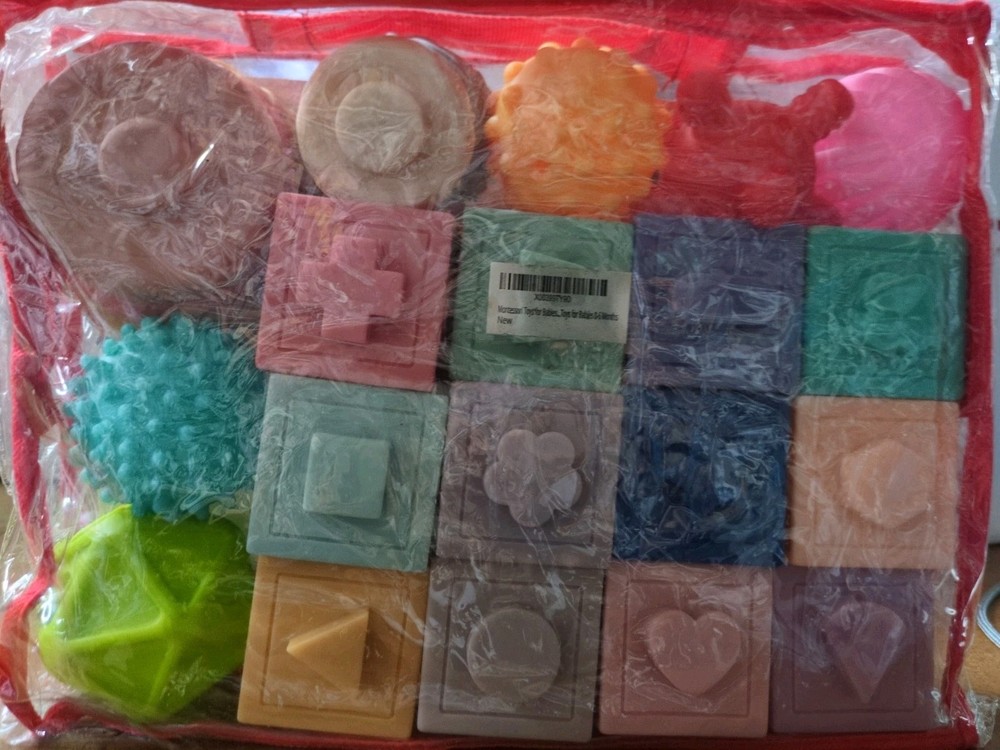 Soft Rubber Sensory Blocks For Babies Teething And Learning Brand New With Bag