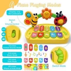 Baby Piano Toy 6-12 Months Light Up Music Keyboard Toys Small, Yellow