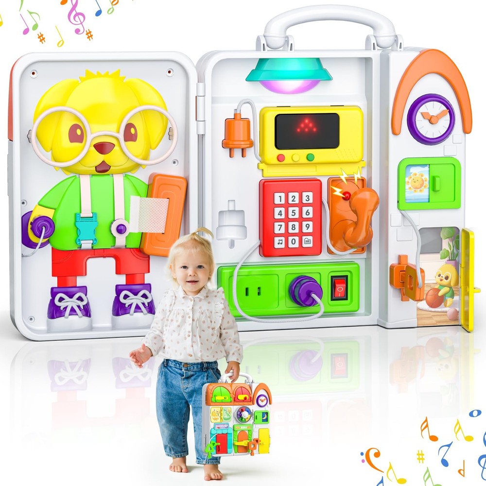 Montessori Busy Board for 1 Year Old Boy Girl, Musical Baby Toys 12-18 Months.
