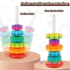 Spinning Stacking Toys Rainbow Tower, Kids Stackable Spinning Toy, Educational*