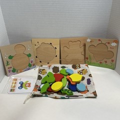 Montessori Developmental Toddler Jigsaw Puzzles, Wooden, Complete Set of 4