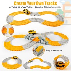 260 Piece Engineering Track Set for Kids with Racing Cars and Construction Toys