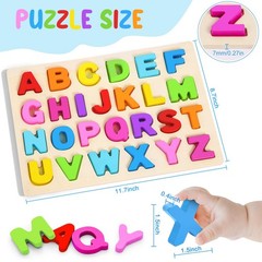 Alphabet Puzzles Wooden Puzzles for Toddlers Toy, Shape ABC Puzzle Alphabet L…