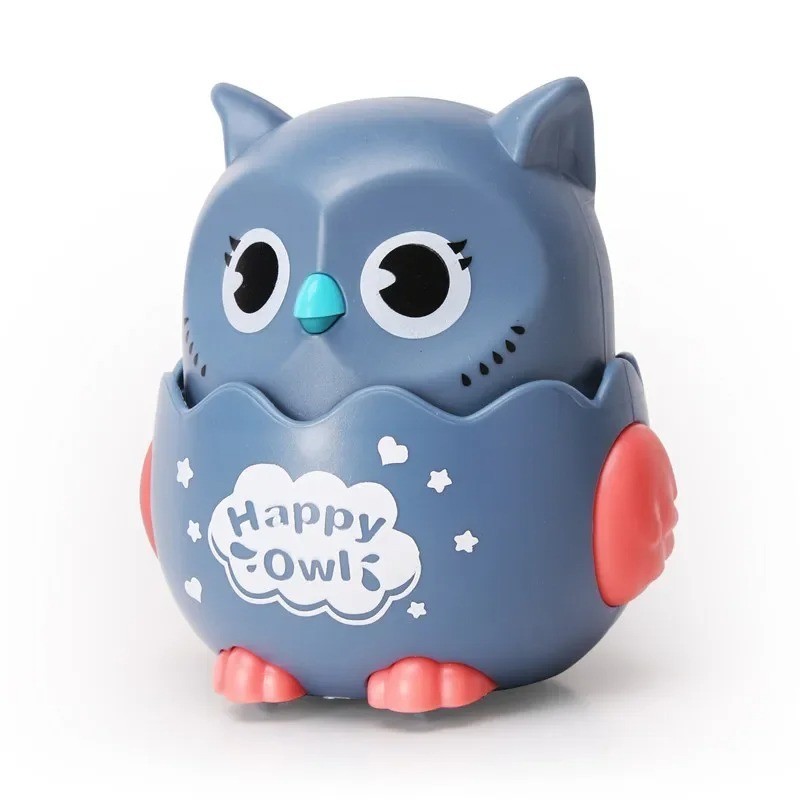 Kids Classic Wind up Interactive Owl Shaped Press Mechanical Sliding Toys Toys f