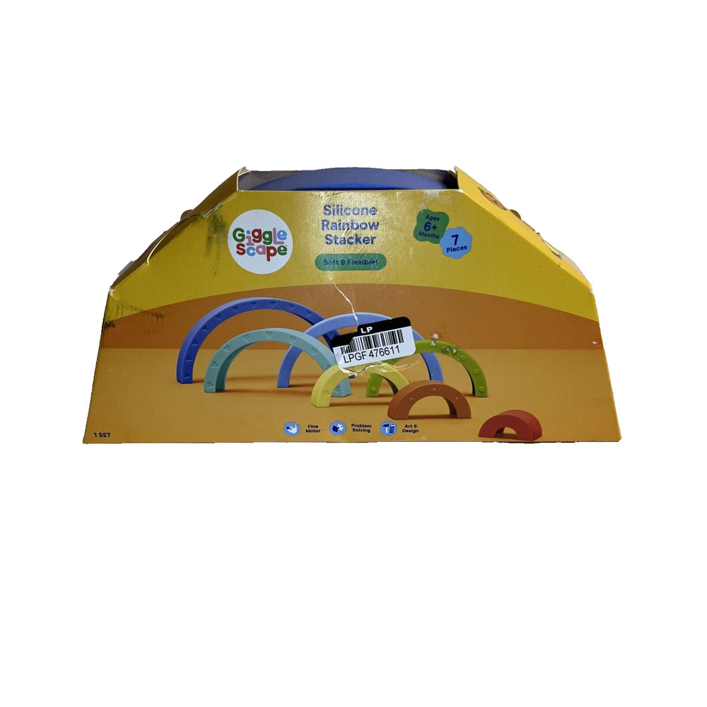 NEW Giggle Scape Silicone Rainbow Stacker, Soft And Flexible, Age 6 Months+