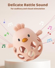 ChooKaChoo 2-in-1 Baby Teething Rattle Toy, Sensory Grasping Teether for Pink
