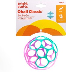 Bright Starts Oball Easy Grasp Classic Ball Infant Toy in Pink/Purple, Age Newbo