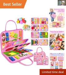 Montessori Busy Board for Toddlers – 8 Interactive Learning Activities in Pink