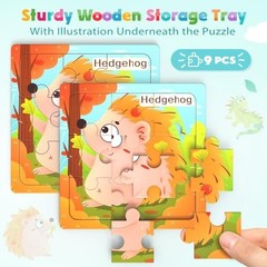 8 Pack Wooden Jigsaw Puzzles for Toddlers Baby Kids 3 4 5Years Old Color Shape