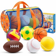 Sports Balls for Toddlers 1-3, 6 Piece Soft Sports Balls with Foam Soccer, Ba…