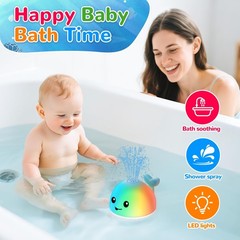 Baby Bath Toys, Light Up Whale Toy 4 inches x 4 x 4 inches, Blue