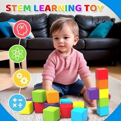 Magnetic Building Blocks Large, 1.65 inch Magnetic Stacking Cubes for Toddler…