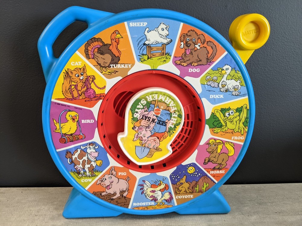 Mattel 1989 THE FARMER SAYS See N’ Say Animal Sounds Learning Toy WORKS!