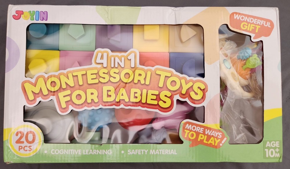 20PCS 4-in-1 Montessori Toys for Babies 10+M Cognitive Learning Blocks Rings