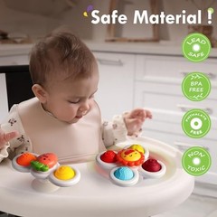 3PCS Pop Suction Cup Spinner Toys for 1 Year Old Boy Girl|Novelty Carrot