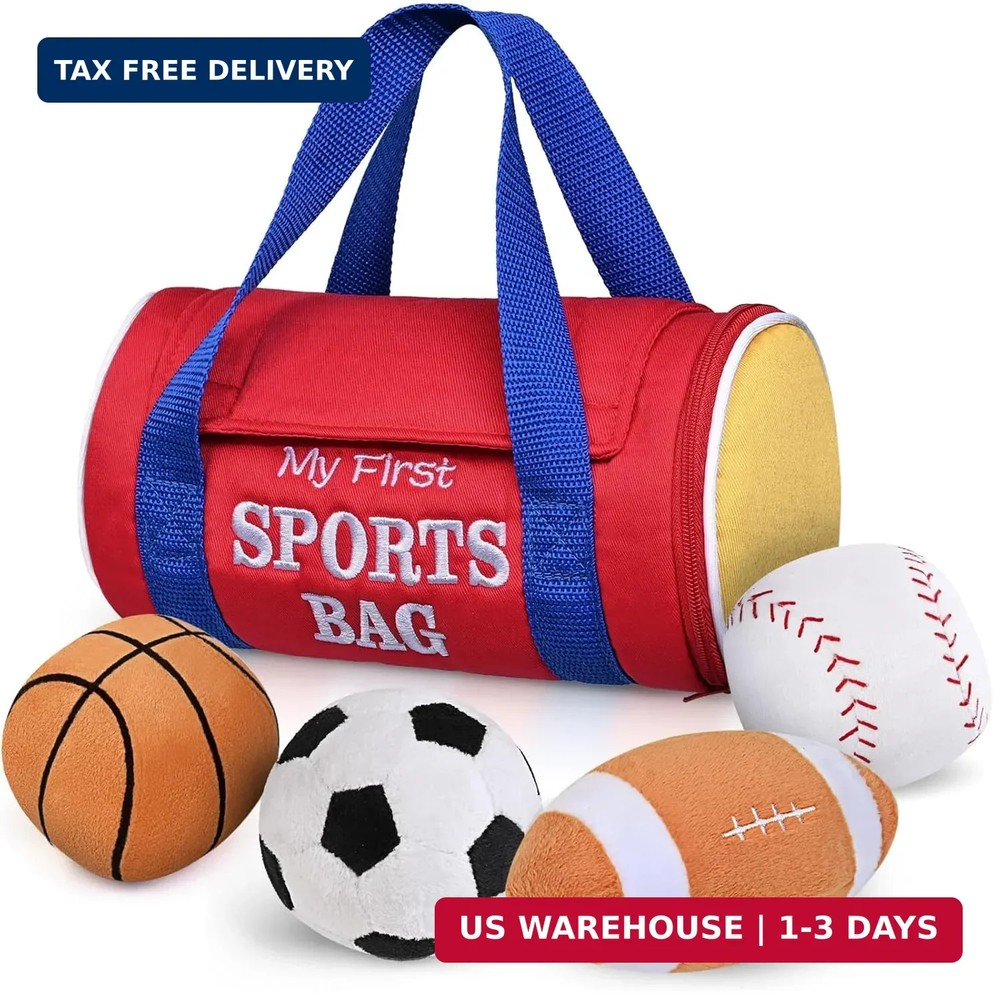 KMUYSL Baby Toys 0-12 Months, My First Sports Bag Plush Toy – 4 Sensory Balls So