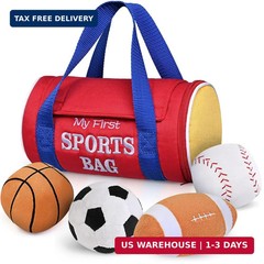 KMUYSL Baby Toys 0-12 Months, My First Sports Bag Plush Toy – 4 Sensory Balls So