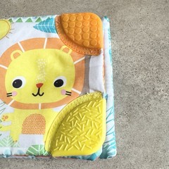 Bright Starts Teethe & Read Take Along Cloth Soft Crinkle Teether Book Safari