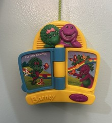 Vtg Mattel 2002 Barney Take Along Stroller Clip Mini Storybook Musical Toy Works