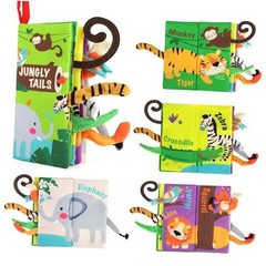 Baby Books Toys, Touch and Feel Crinkle Cloth Book for Jungle Tails-1 Book