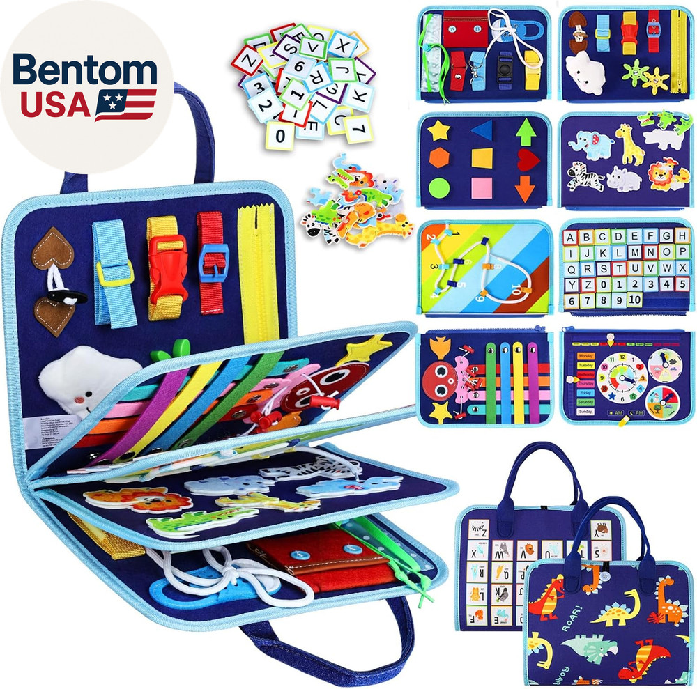 Toddler Busy Board Montessori Toys for Boys, Sensory Book Educational Activities