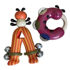 Battat B Kids 2 Musical Baby Toys Rattle Tambourine Bells Colorful Instruments