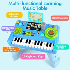 Toddler DJ Mixing Table – Musical Piano Toy for 1-3 Years, Lights & Sounds, Educ