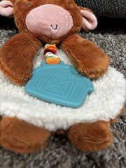 Itzy Ritzy Wyatt Highland Cow Lovey Crinkle Teether Baby Security Plush Toy