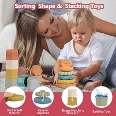 Shape Sorter & Stacking Toy, 5-in-1 Learning Set with Nesting Cups Stackable …