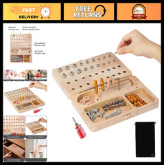 36-Hole Wooden Pegboard for Finger Dexterity, Fine Motor Skills & Hand-Eye Coord